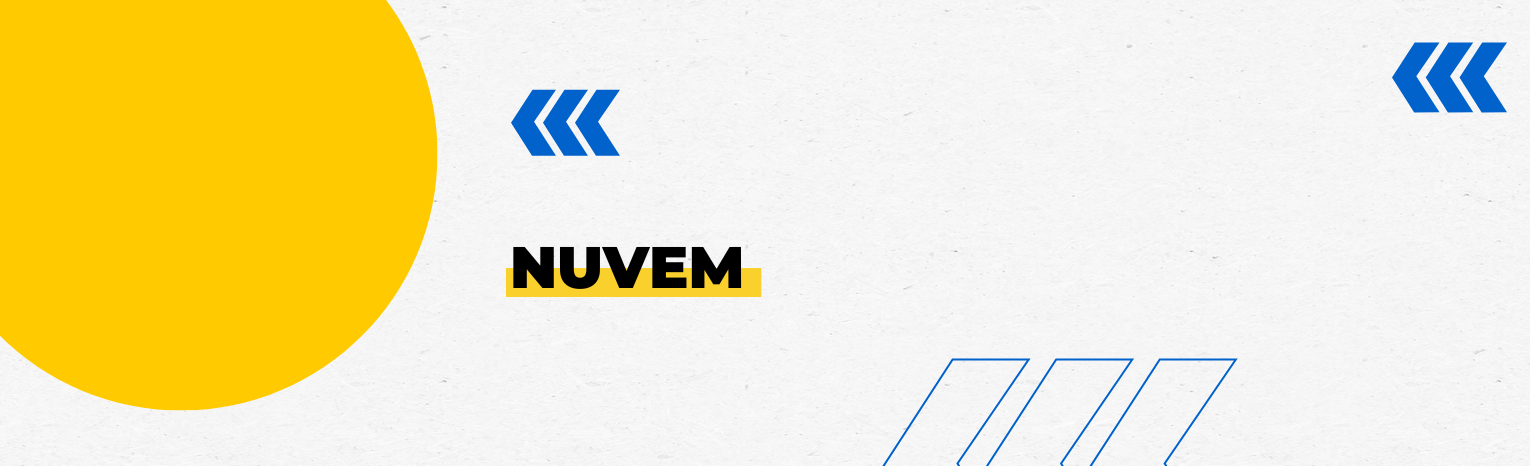 Fundo branco com duas setas azuis apontadas para o lado esquerdo e com três retângulos na vertical. Texto: Nuvem